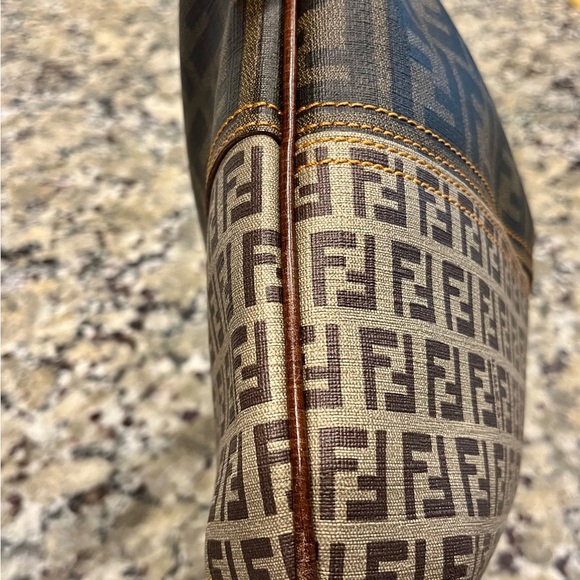 💯Authentic Fendi Zucchino and Zucca combination canvas leather handbag - Picture 3 of 16